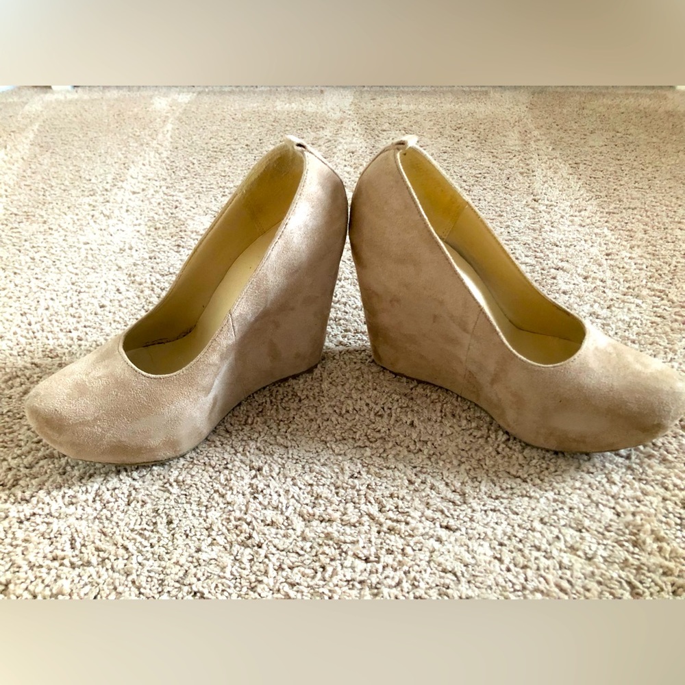 Soda Taupe Faux Suede Platform Wedges